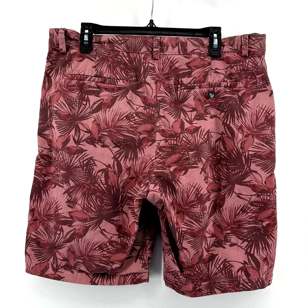 Banana Republic Emerson Shorts Mens 36 Pink Tropical Palm Leaf Print Cotton